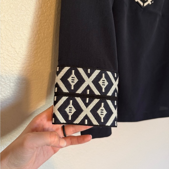 Tory Burch Dark Blue Tunic with Patterned Trim size 4 - Picture 5 of 10